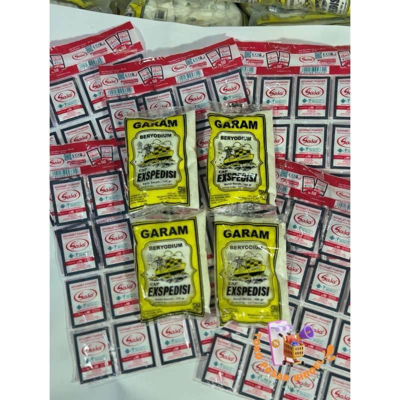 

Paket Bumbu 4pcs Garam (100gr) + 80pcs Micin Sasa (50S/50rp) Salt dan Paket Bumbu 3pcs Garam (100gr) + 48pcs Micin Sasa (50S/50rp) Salt Makanan Bahan Asin