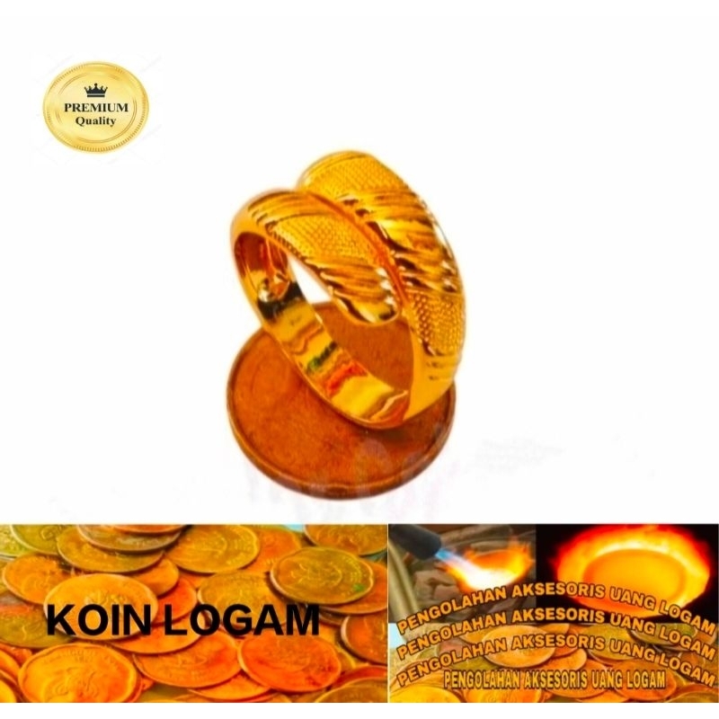 Cincin Wanita Anti Karat Terbuat Dari Koin 91 Ori tidak Luntur Perhiasan Berlapis Emas 24k Terbaru