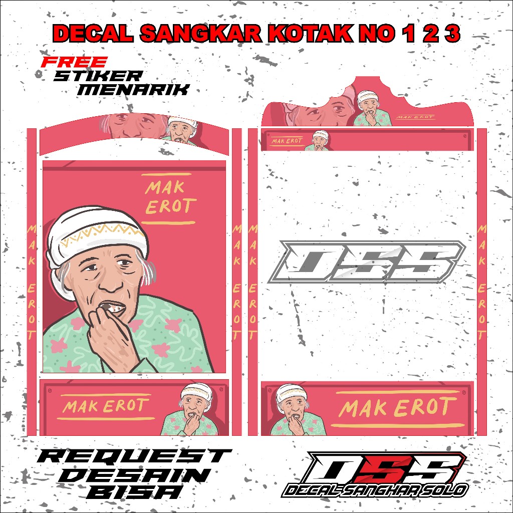 DECAL SANGKAR BURUNG KOTAK MOTIF MAK EROT NO 1 2 3