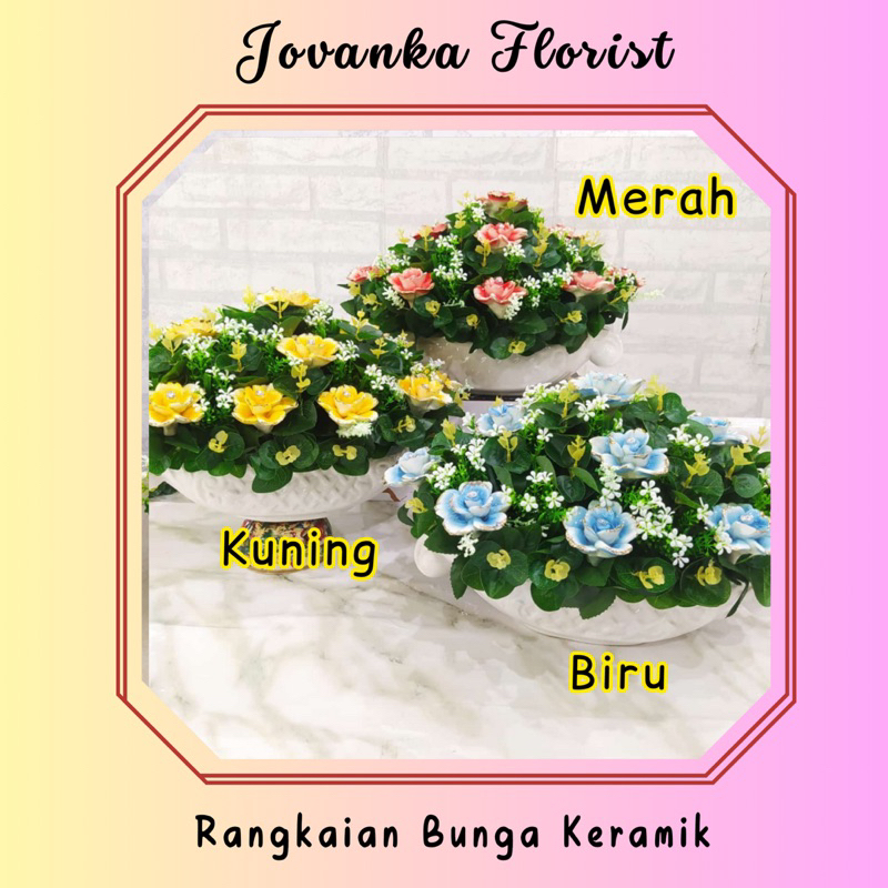 Rangkaian Bunga Keramik 14 tangkai untuk meja tamu