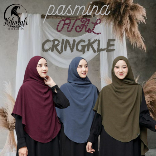 RB Pasmina Curve Crinkle Airflow / Pasmmina Oval Ukuran Standar L & Jumbo XL - Pasmina Crinkle