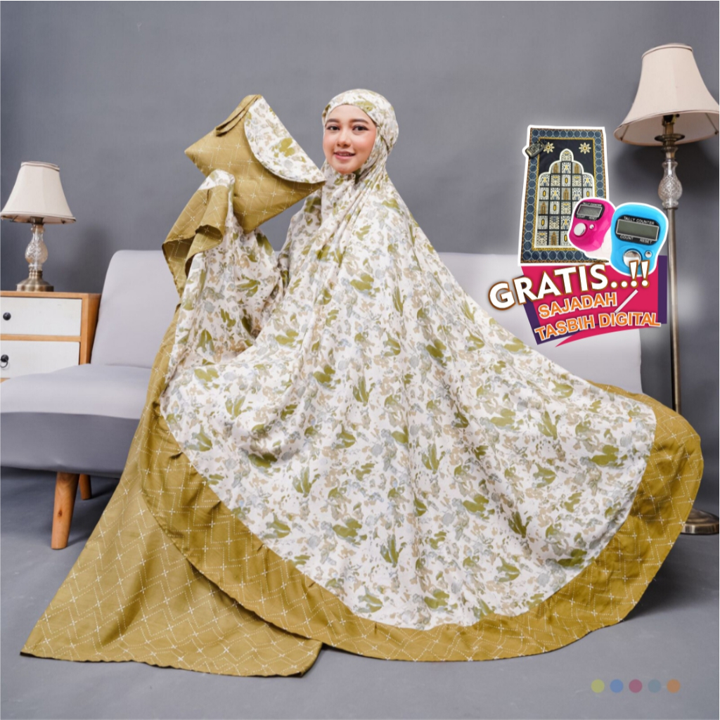 Mukena Dewasa Jumbo Terbaru Bahan Adem Printing Motif Rayon Batik Premium Sheni FREE Sajadah, Tasbih
