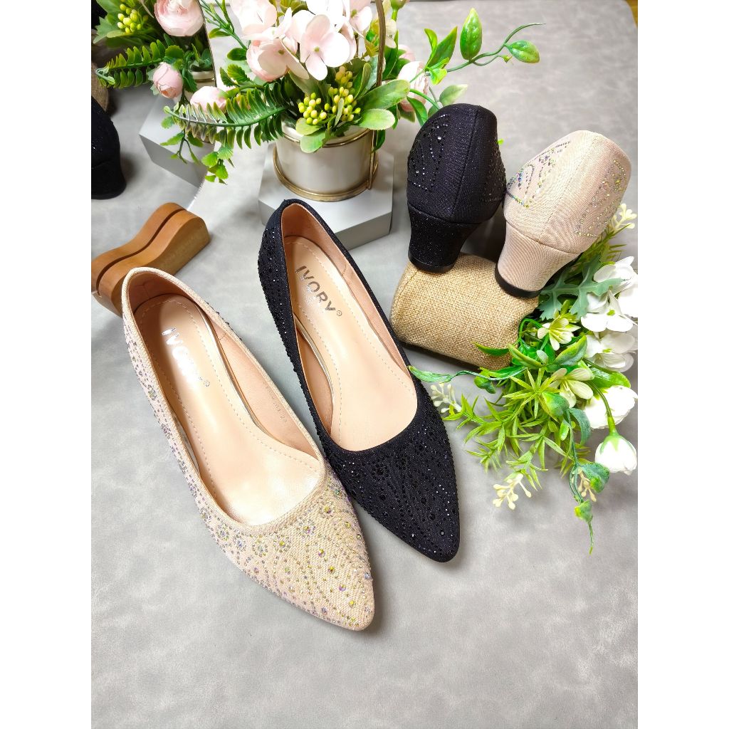 IVORY Sepatu Pesta Wanita Mid Heels 4cm Elegan 533-W101