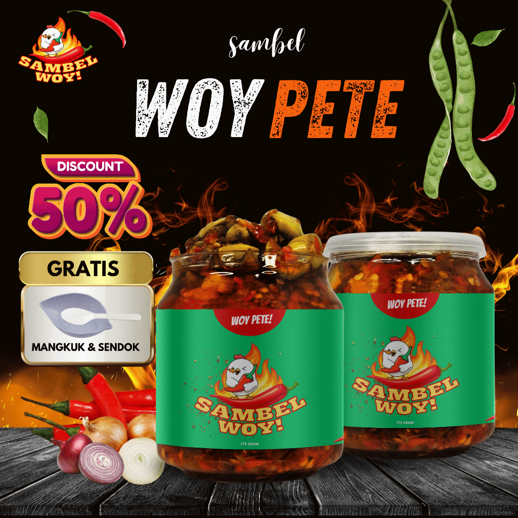 

SAMBAL PETE 175 GRAM SAMBEL WOY PETE - SAMBAL PETE KHAS BOGOR