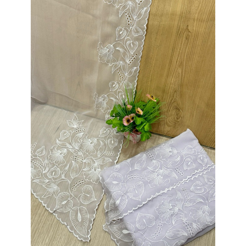 KAIN KEBAYA BORDIR SPECIAL PUTIH BERSIH DAN PUTIH TULANG || KANABALI KEBAYA || BAHAN KEBAYA ENCIM, B