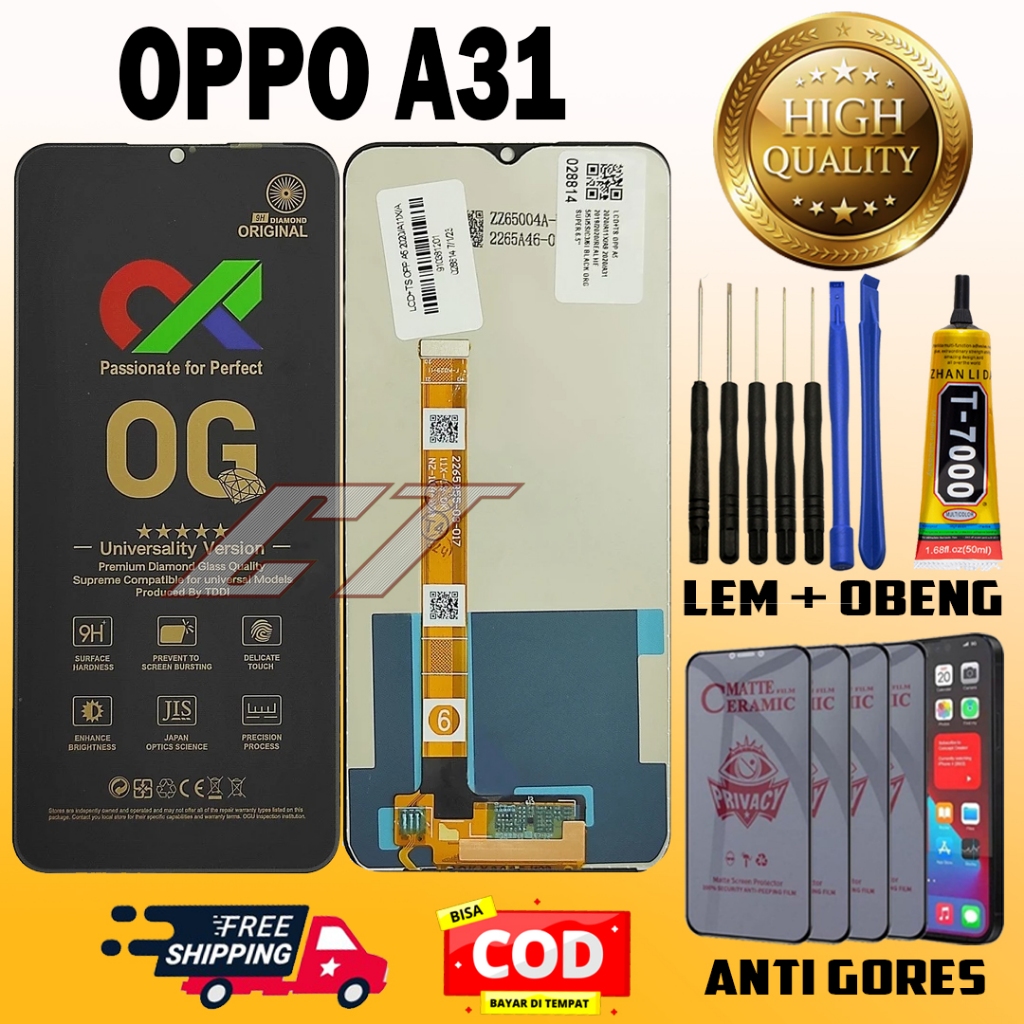 LCD TOUCHSCREEN OPPO A31 LAYAR SENTUH ORIGINAL ORI ALL MEREK FULLSET