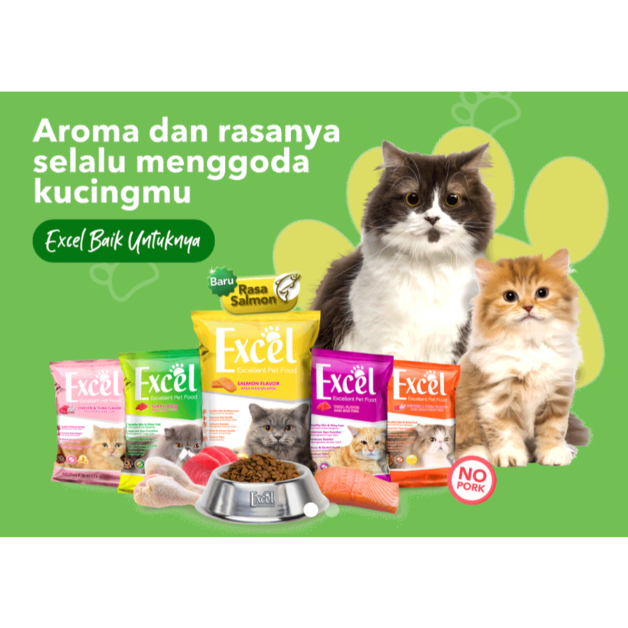 Excel Adult Cat 1 kg Dry Food - Makanan kering kucing dewasa rasa tuna, ayam