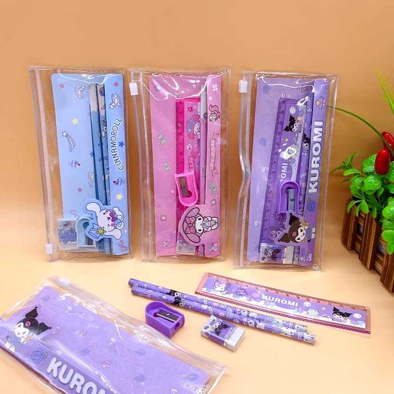 

Set Alat Tulis Sekolah Karakter Motif Sanrio 5 in 1 Lucu Cute Stationery Free Pouch 385