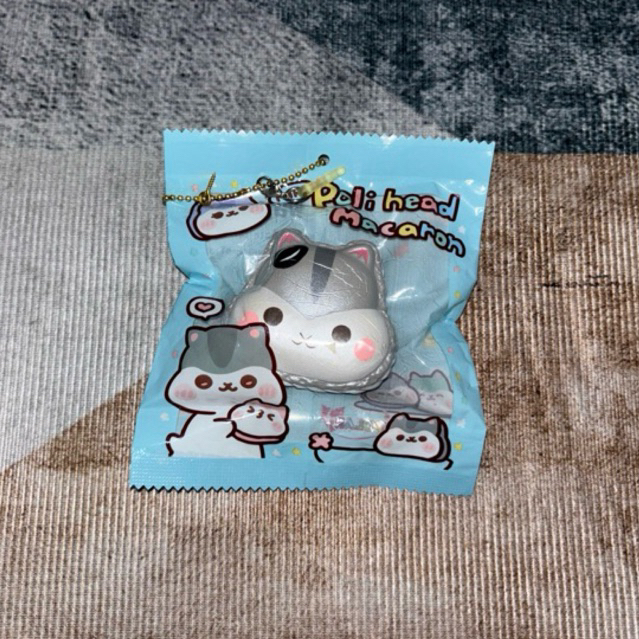 SQUISHY LICENSED MURAH Poli Mini Head Macaroon Gray ByPopularBoxes Preloved