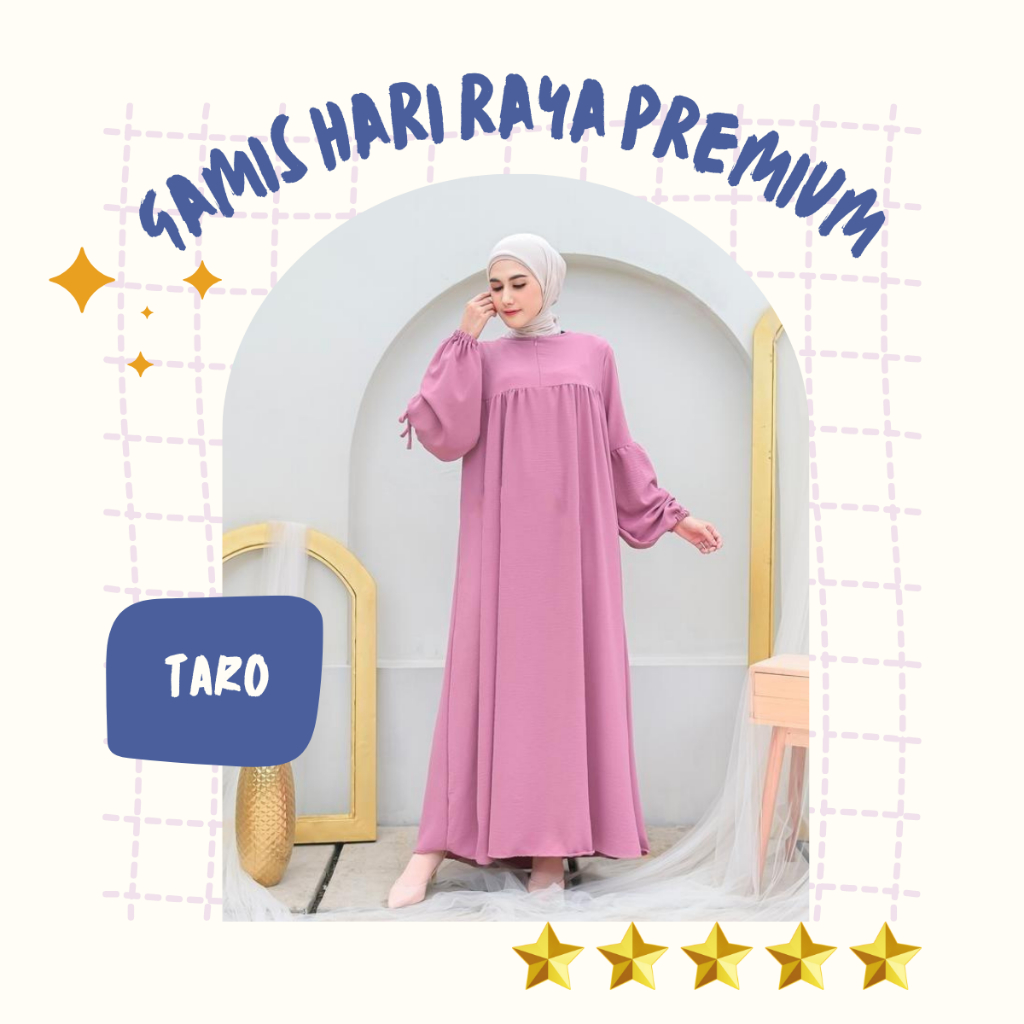 Gamis Polos Cantik Kekinian - Warna Taro