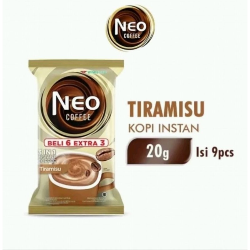 

MURAH Neo Coffee Beli 6 Extra 3 Tiramisu Kopi Instan Isi 9pcs