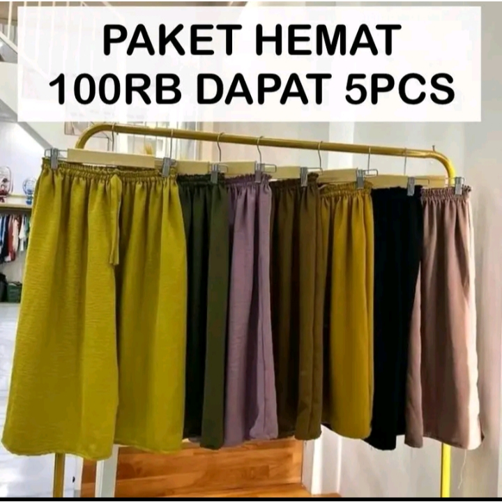 PAKET HEMAT CELANA KULOT WANITA CRINKLE AIRFLOW PENDEK 7/8