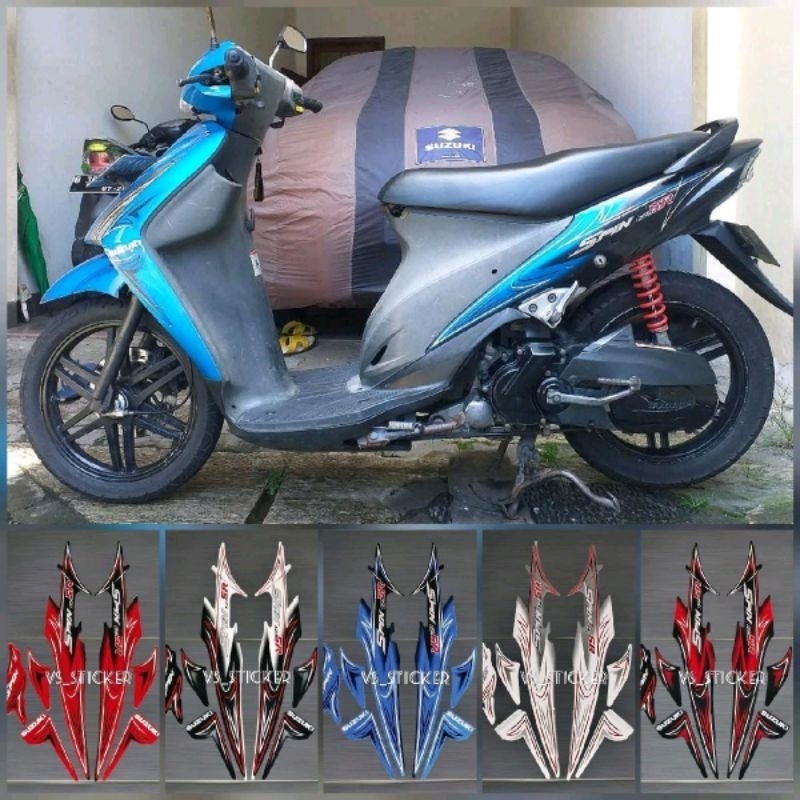 STRIPING LIST STANDART MOTOR SUZUKI SPIN SR 125 2007 2008 MERAH HITAM BIRU PUTIH