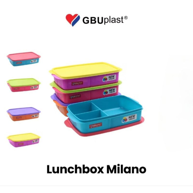 Tempat Makan Lunch Box Bekal Milano GBU Tempat Box Kotak Plastik 3 Sekat