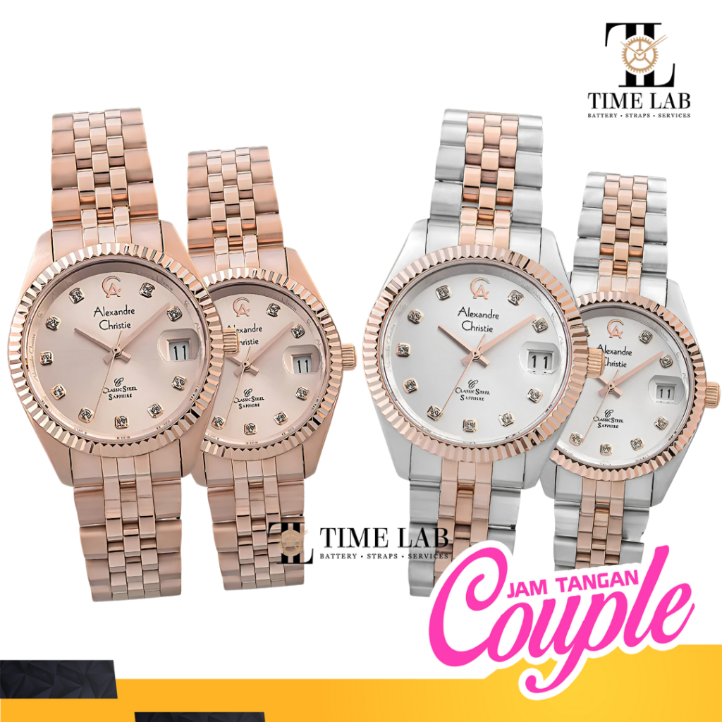 JAM TANGAN COUPLE ALEXANDRE CHRISTIE AC5013 / AC 5013 PRIA WANITA STAINLESS STEEL ORIGINAL