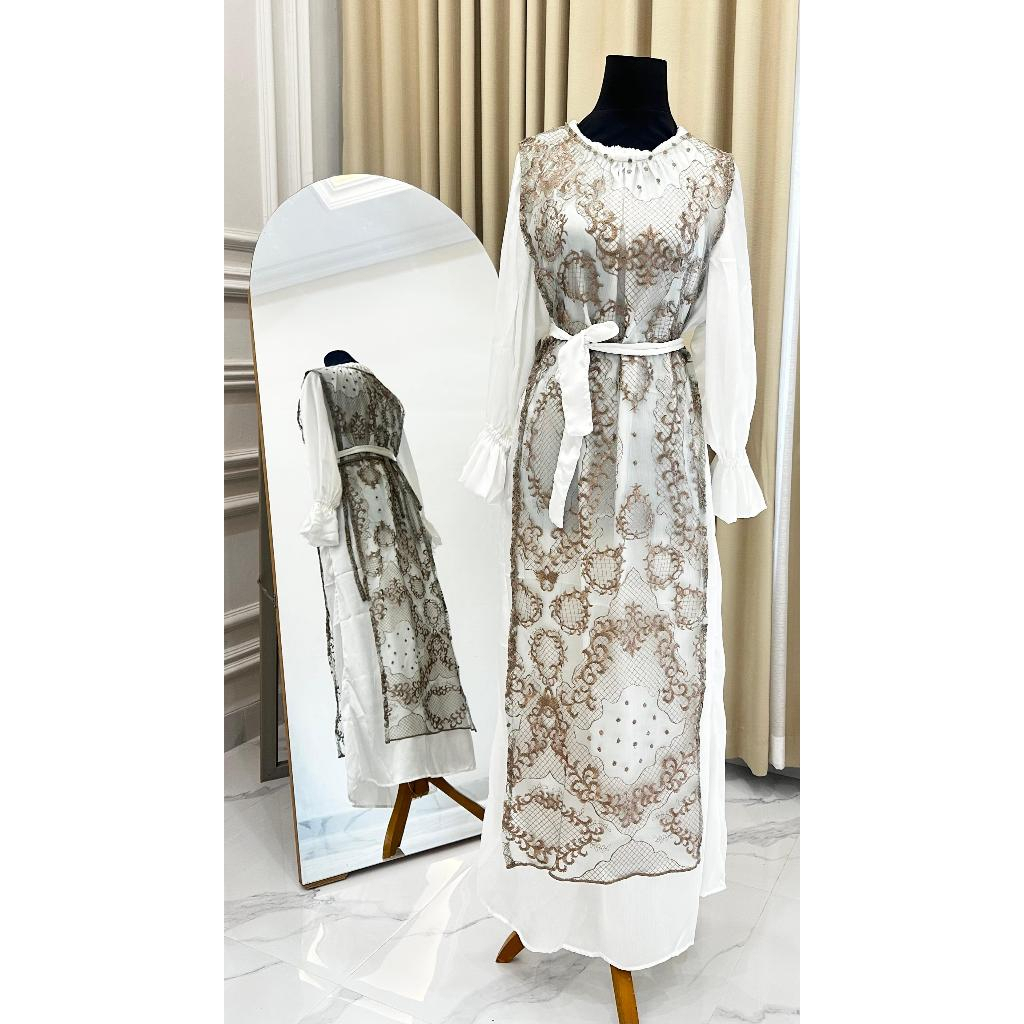 Dress Bianca Gamis Kebaya Modern-Dress Brukat Kondangan-Gamis Hari Raya