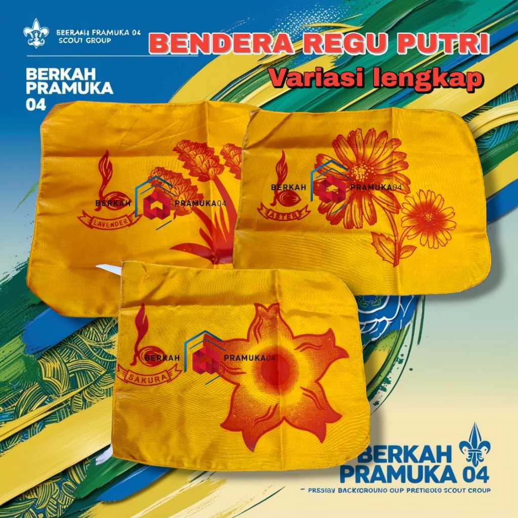 

Bendera Regu Pramuka Putri / Bendera Regu Pramuka Matahari Sakura Aster Bougenvil (bijian)