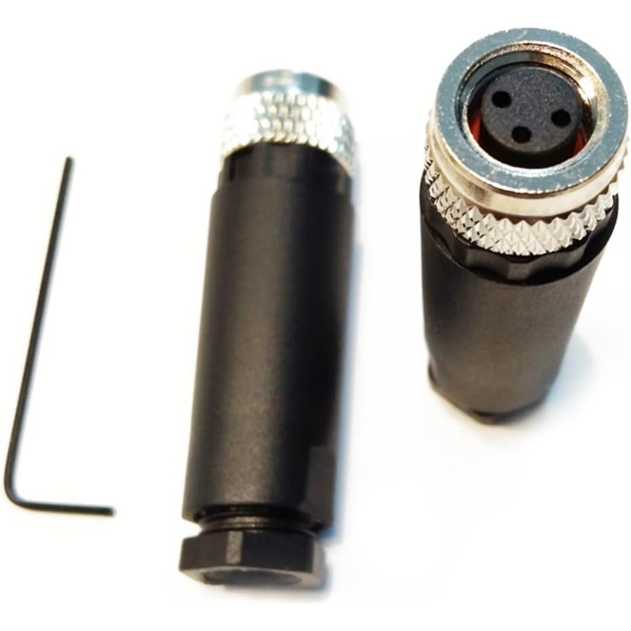 M8 Connector 3 Pin Female Plug Straight Plastic Shell Screw Termination A-Code