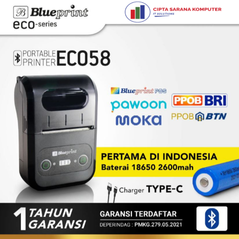 Printer Thermal Portable Bluetooth Blueprint BP-ECO58