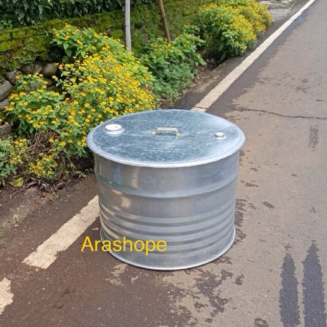 tong sampah galvanis 100 liter/drum galvanis