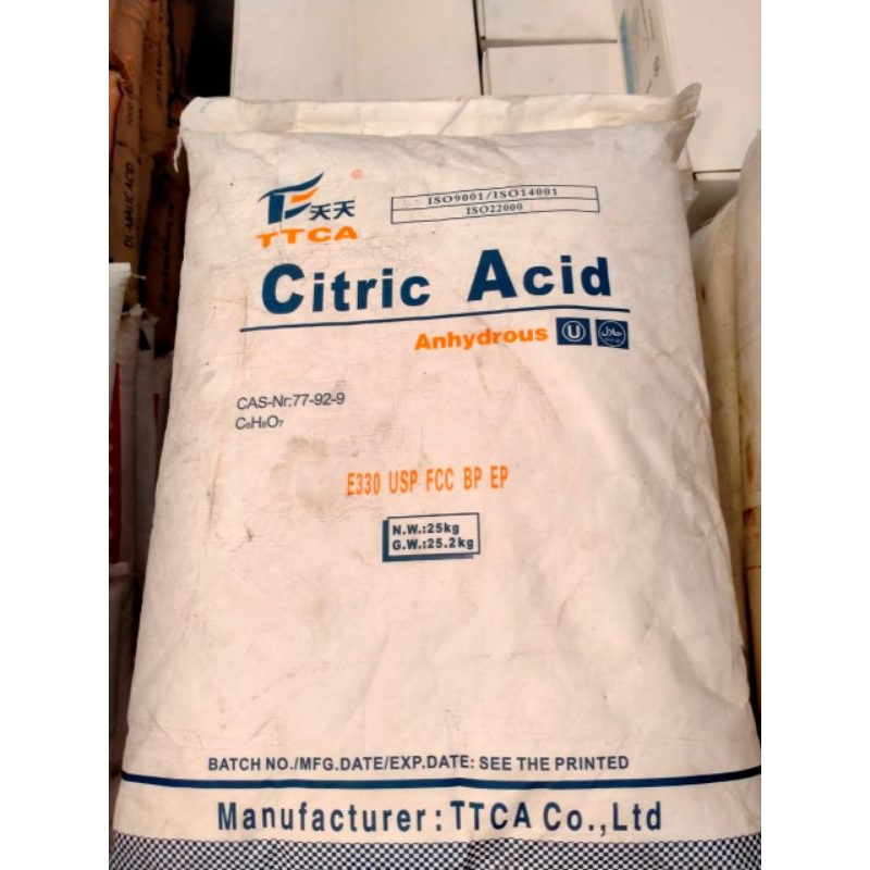 

CITRIC ACID TTCA Ahydrous & Monohydrate - Kemasan 25KG