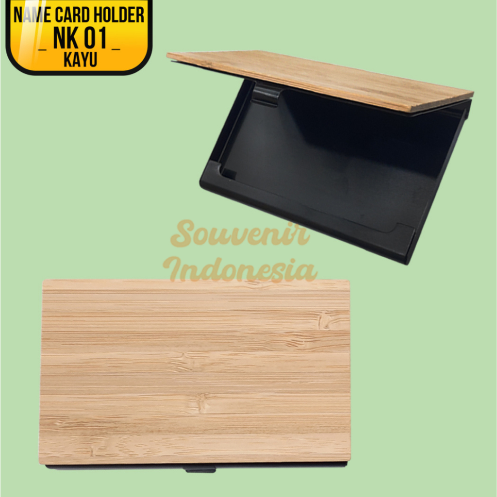 

Name Card Holder NK 01/ Tempat Kartu Nama Stainless Kayu Bisa Custom NK 01