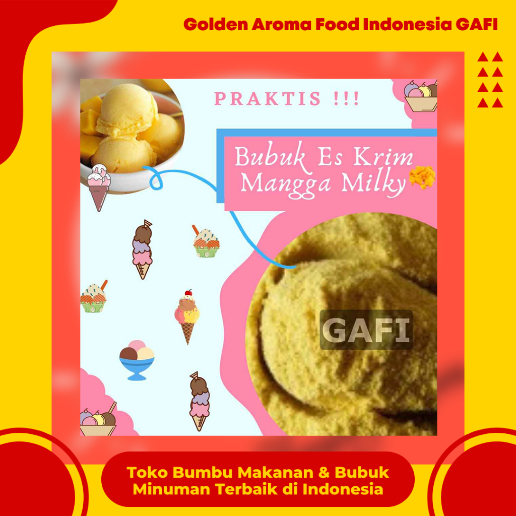 

Bubuk Es krim Mangga Milky 1 Kg Murah Meriah Terdekat Kiloan Magic Ice Crem Premix Instant Premium/ Bubuk Bahan Ice Cream Instan Rasa Mangga Milky Powder Bahan Bubuk Es krim GAFI