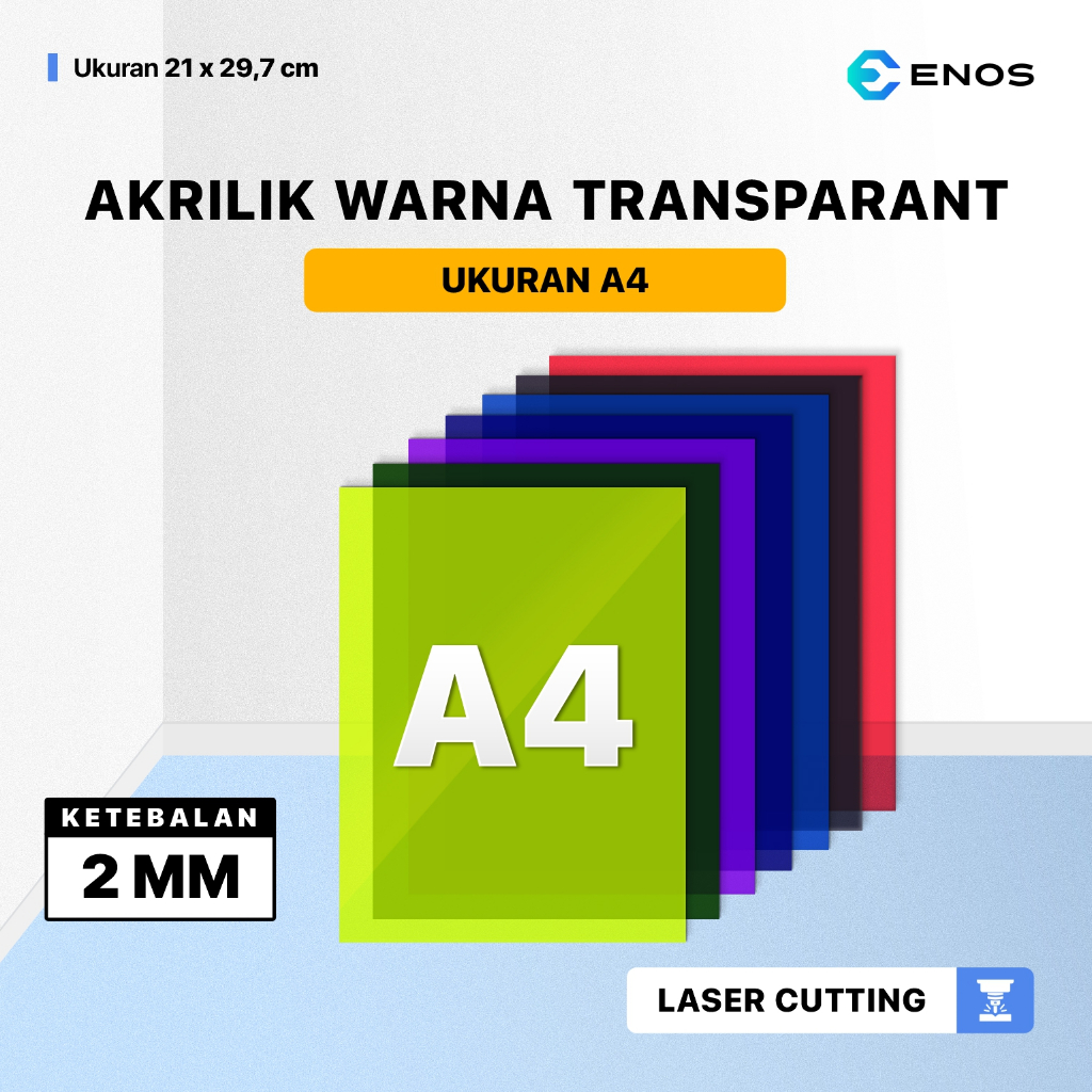 

gk Akrilik Lembaran Warna Transparan 2mm Ukuran A4