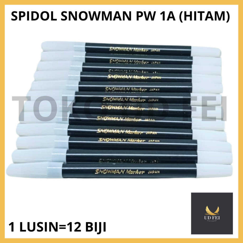 

(1 LUSIN=12 PCS) Spidol Snowman/ Spidol Snowman Hitam/ Spidol Snowman hitam lusinan/ SPIDOL SNOWMAN PW 1 A HITAM