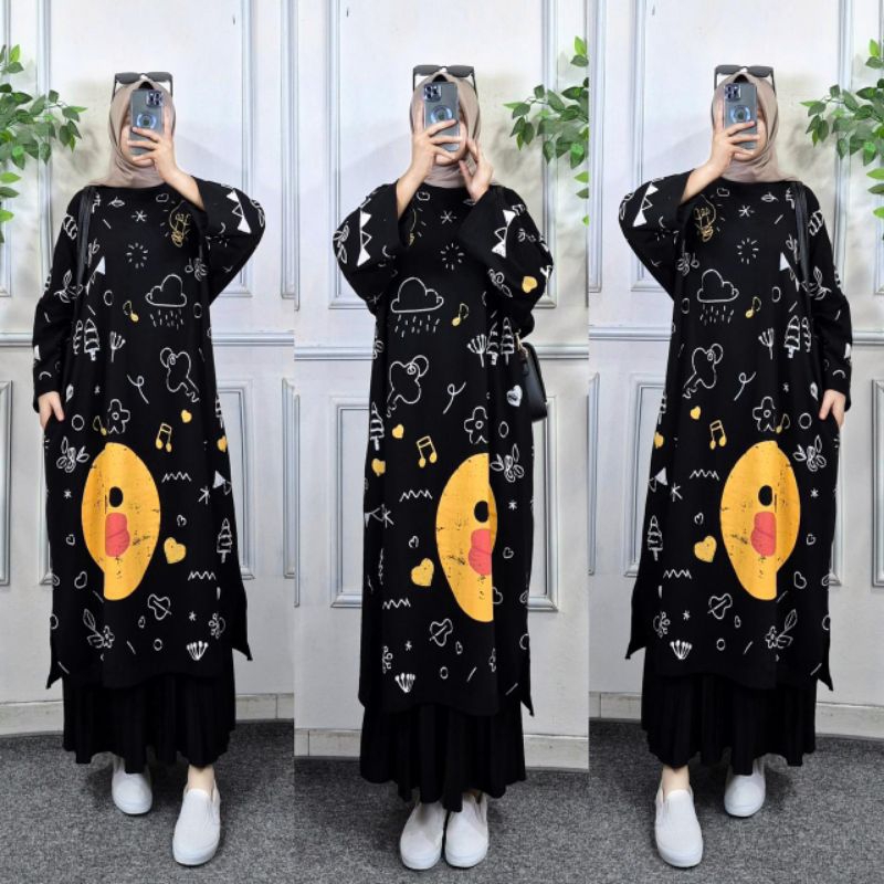 Tweety Long Tunik | Tunik Oversize | | Long Tunik Wanita | | Tunik Motif |