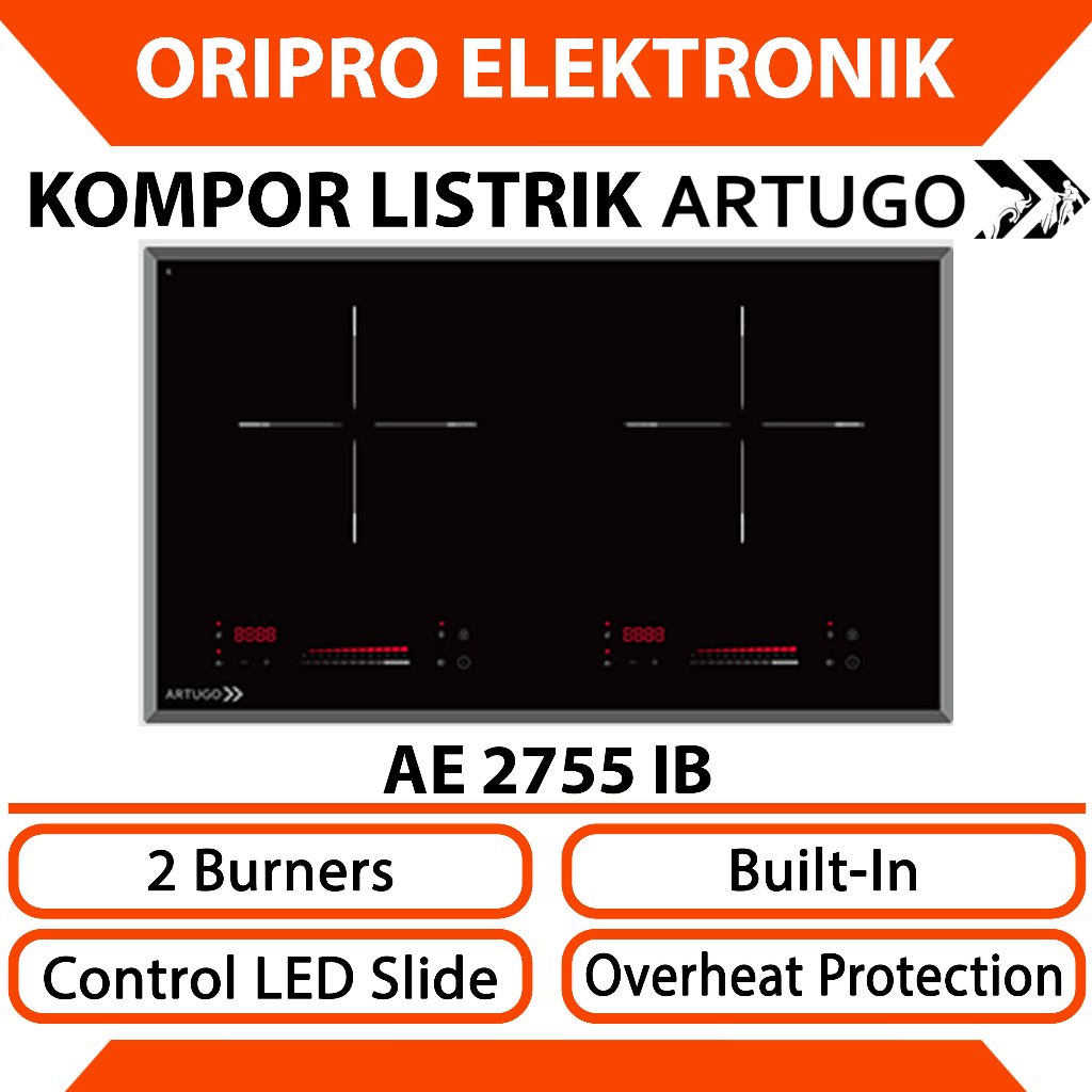 Kompor Tanam 2 Tungku Listrik Artugo AE-2755IB