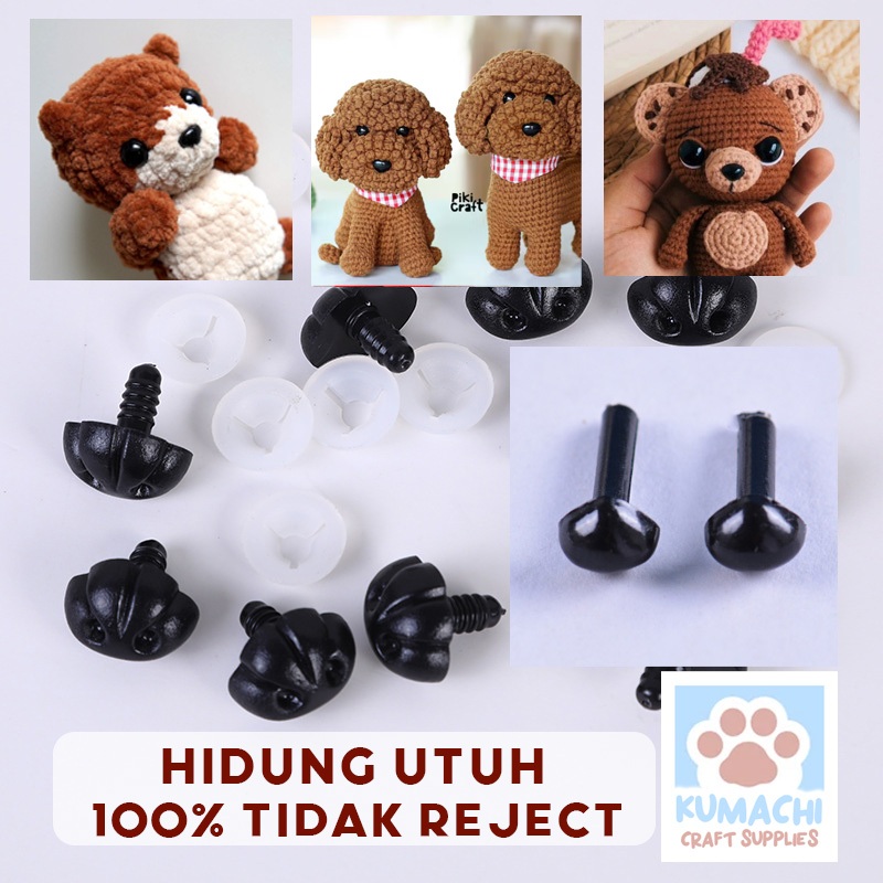 BERGARANSI UTUH Hidung Segitiga Hewan Boneka Tusuk Doll Eyes Amigurumi Crochet Rajut Craft Grosir
