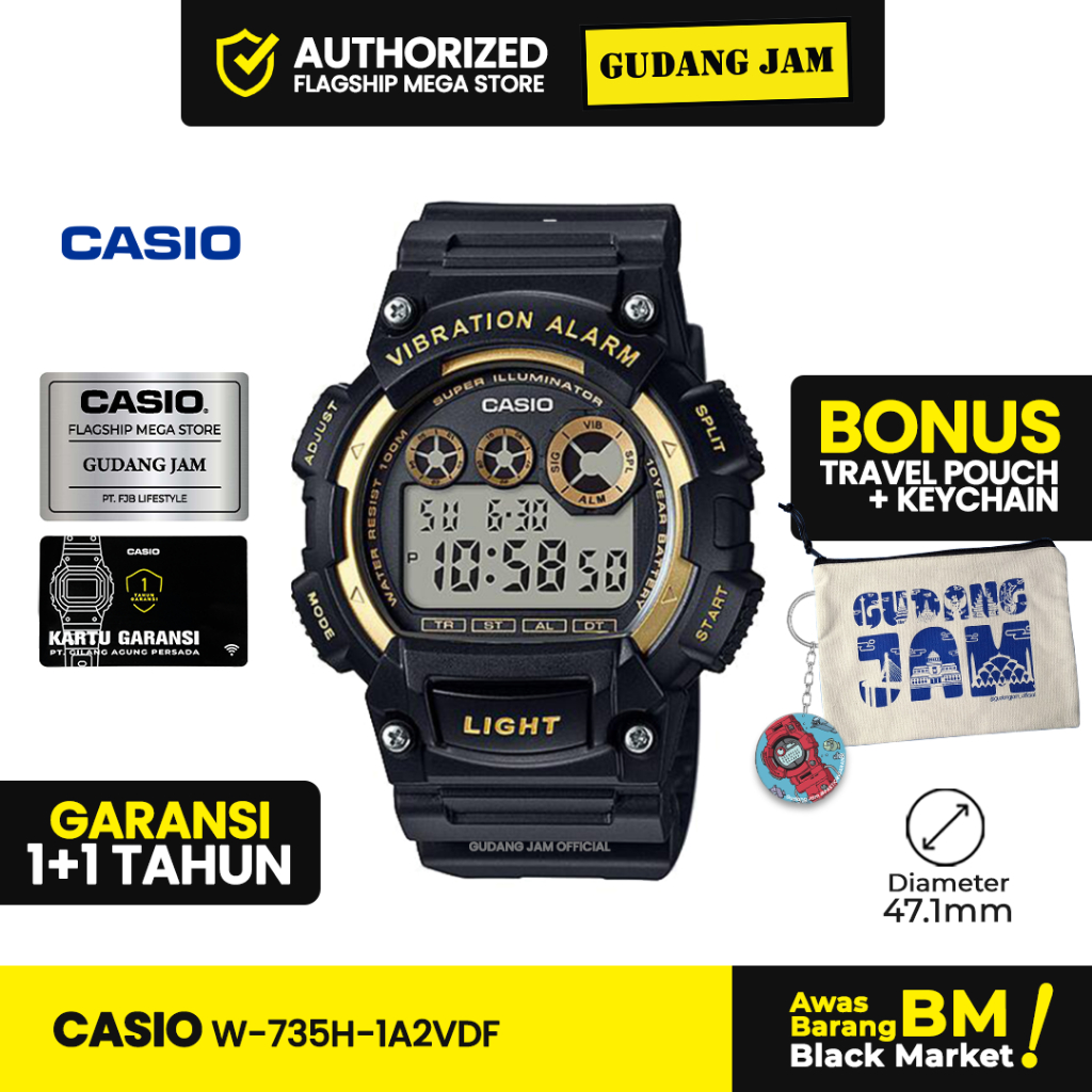 Jam Tangan Casio W-735H-1A2VDF W-735H W-735 W735H W 735H