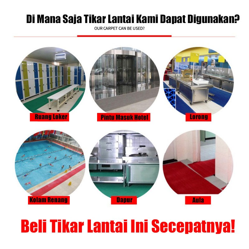 HEYFASTORE. REAIM KESET KARPET PVC ANTI SLIP UK 90X100/200 CM KESET LANTAI BERONGGA KAMAR MANDI