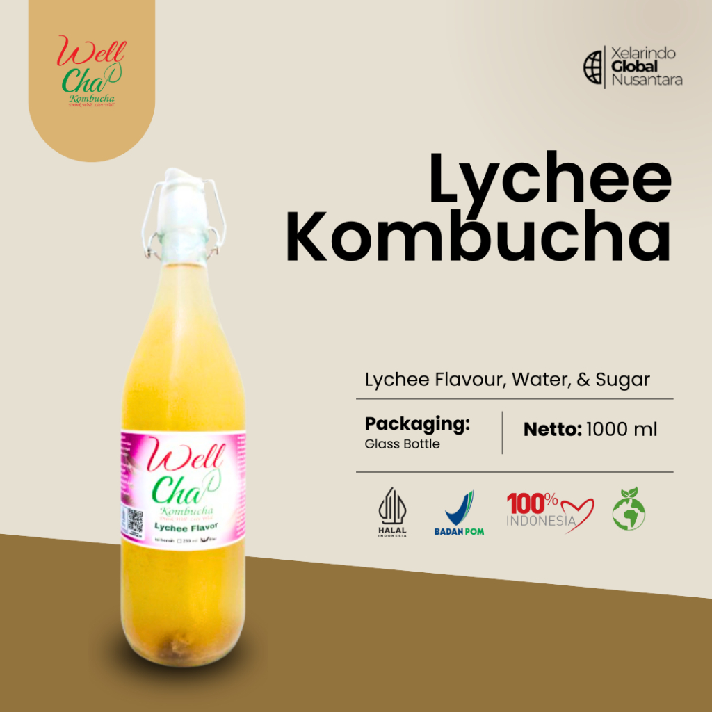 

Well Cha Kombucha Lychee 1 Liter - Glass Bottle