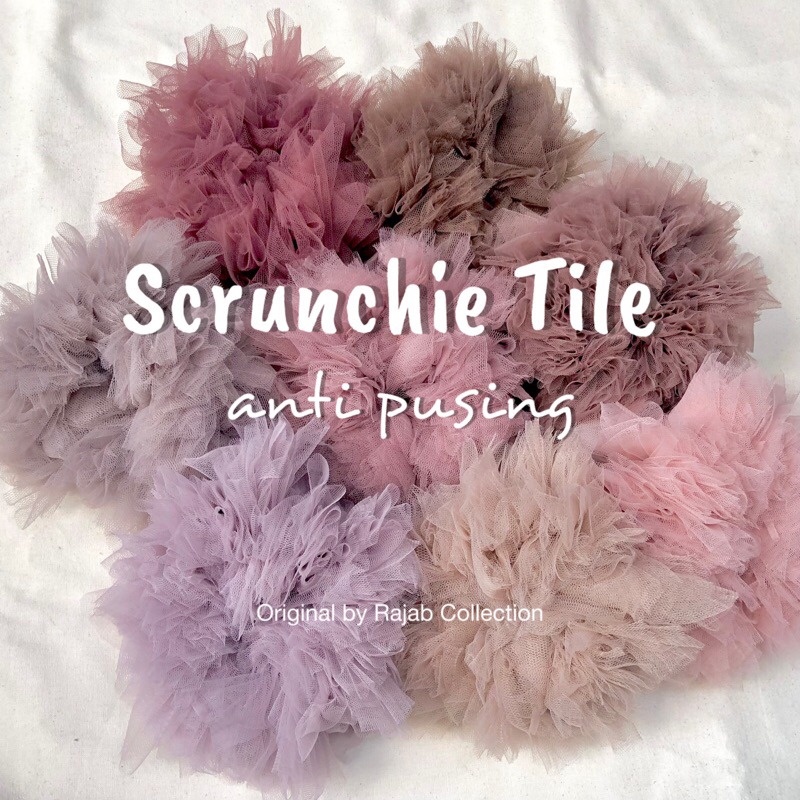 Scrunchie tile jumbo / kuncrit rambut tile / cepol hijab tile / premium halus anti pusing by rajabco