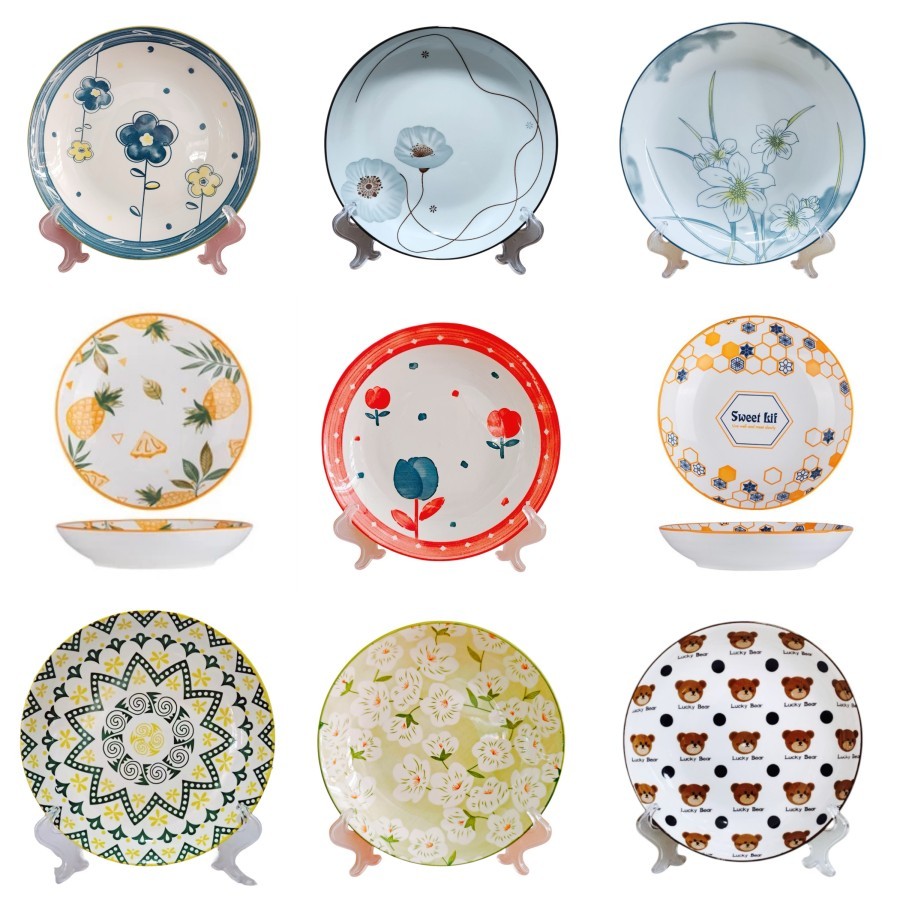 dazzling piring makan keramik motif batik bohemian karton