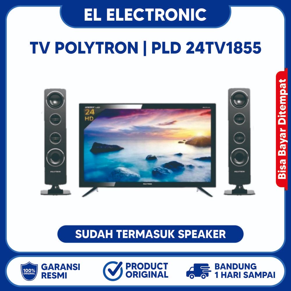 TV LED POLYTRON 24INCH PLD 24TV1855 Cinemax + Tower Speaker