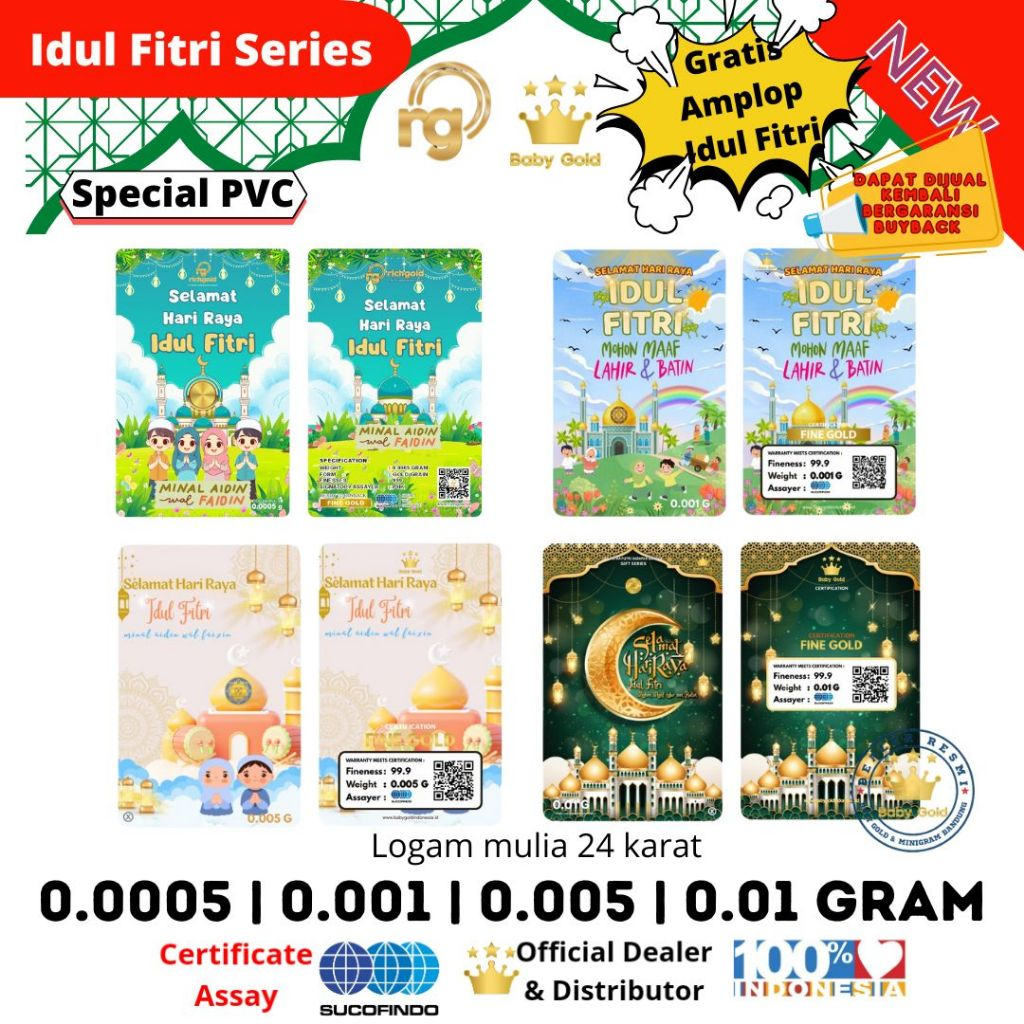 NEW LOGAM MULIA BABY GOLD | RICHGOLD edisi IDUL FITRI 0.0005 | 0.001 | 0.005 | 0.01 GRAM EMAS MINI F