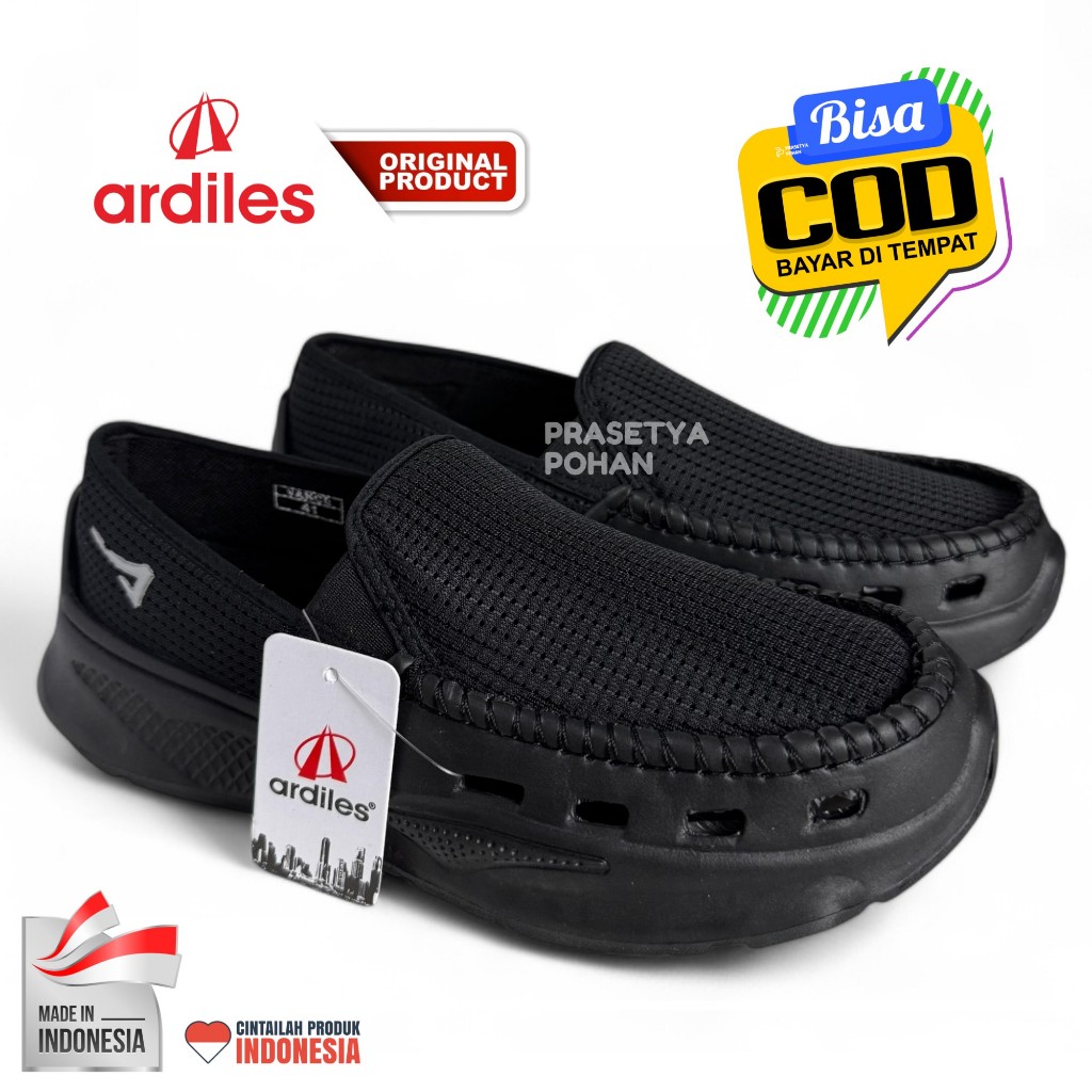 new sepatu ardiles slip on pria hitam original ardiles - sepatu ardiles pria