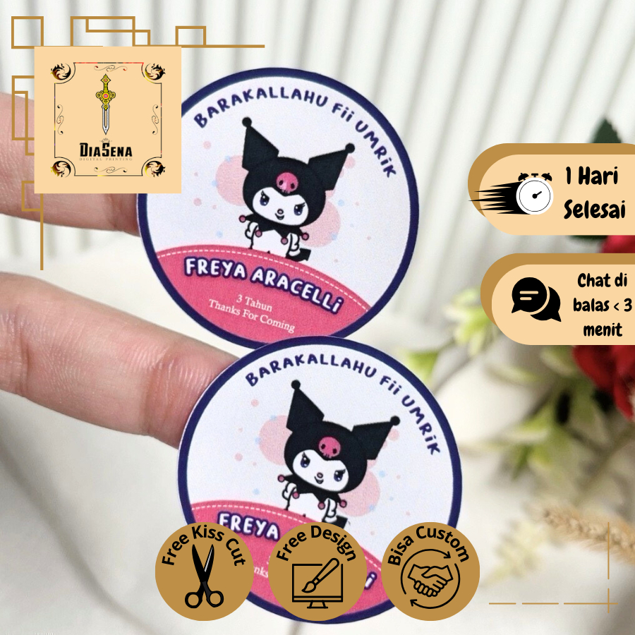 

3-7 Sticker Bulat Ulang Tahun Anak Stiker Ultah Free Design Template Birthday Diasena Chromo