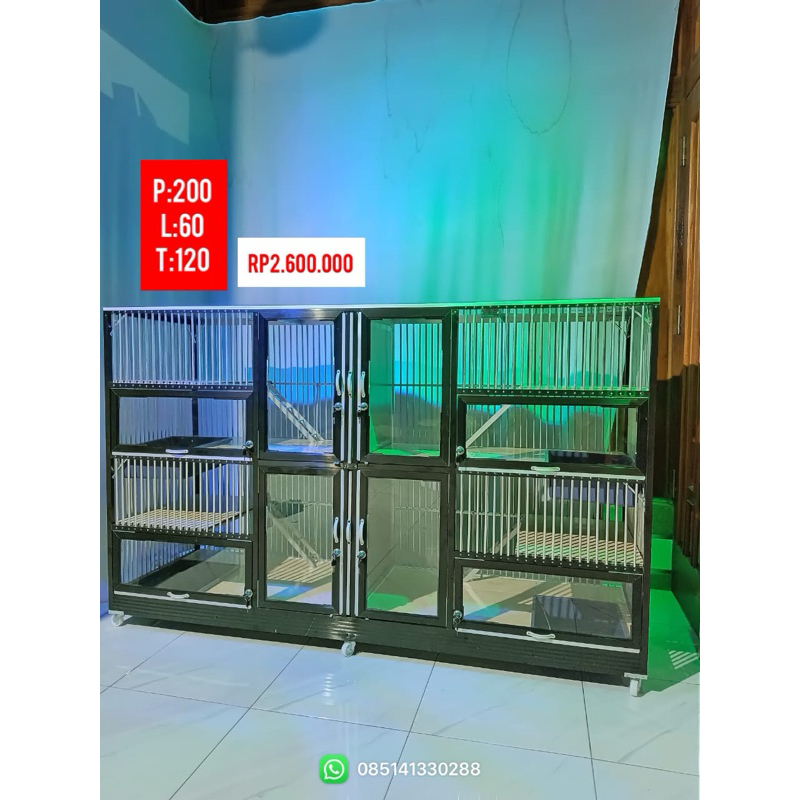 kandang kucing almunium 4 kamar 4 pintu tingkat besar