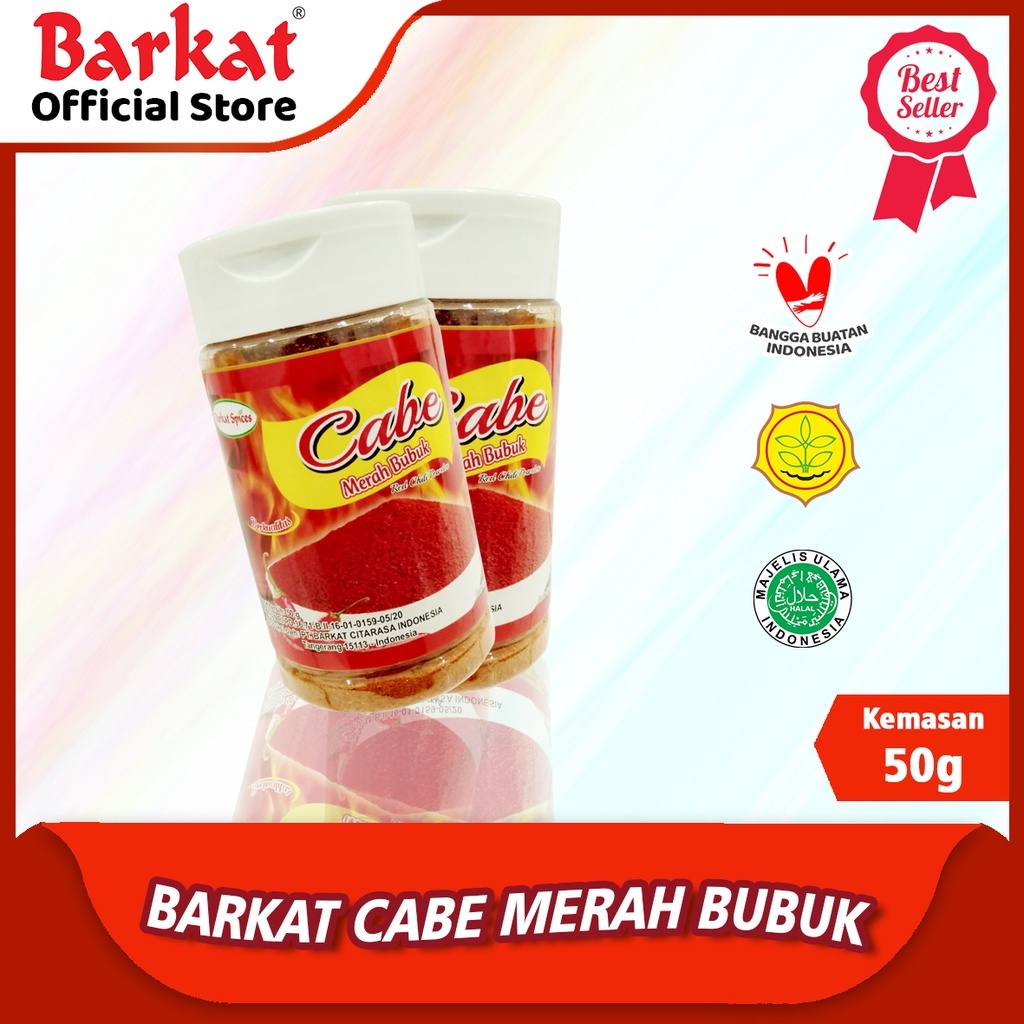 

Barkat Bubuk Cabe Merah Serbaguna Pedas Original Kualitas Premium 50 gram Kemasan Botol Rempah Asli Sejak 1939