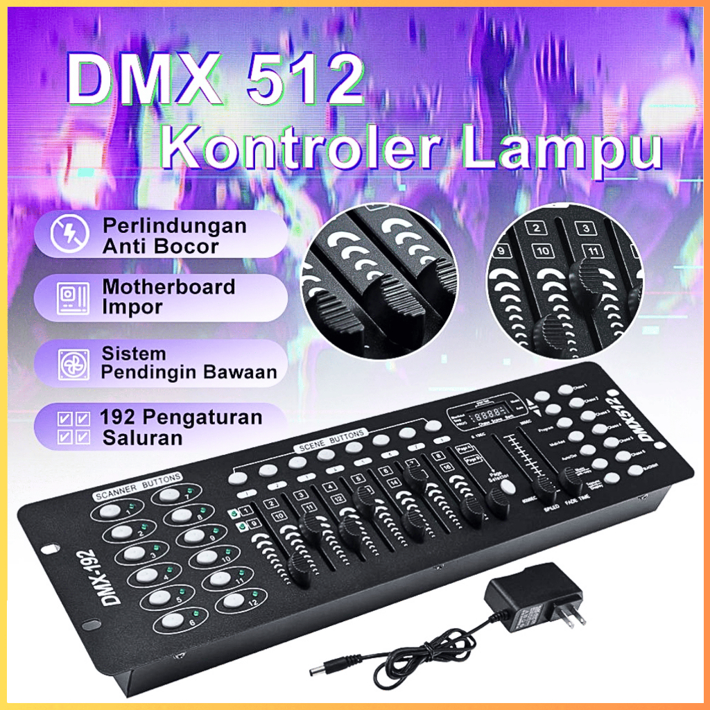 SHEHDS DMX512 Mixer Lampu Sorot Panggung Lighting Mini Controller DMX Console DJ 192CH
