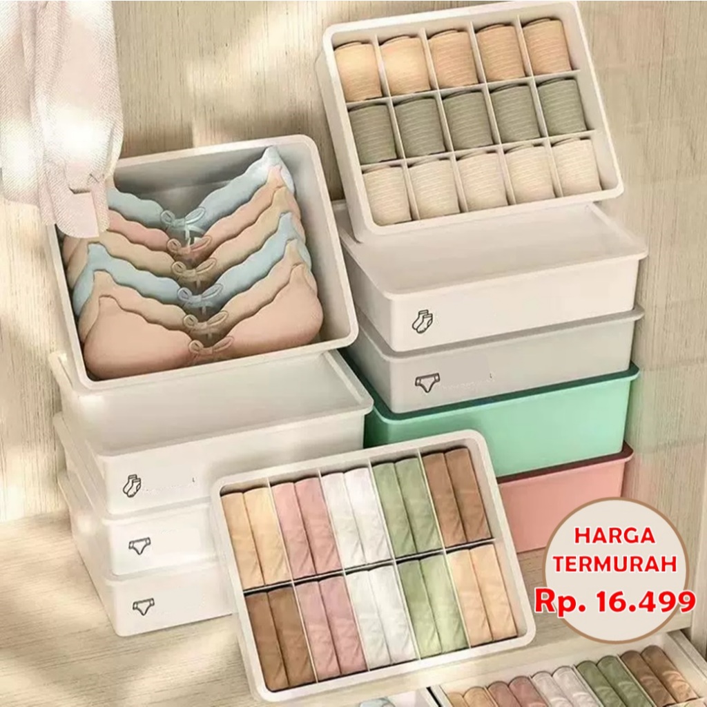 

STORAGE BOX UNDERWEAR / KOTAK PENYIMPANAN PAKAIAN DALAM KAOS KAKI DENGAN TUTUP / TEMPAT PENYIMPANAN SERBAGUNA / ORGANIZER LEMARI PAKAIAN