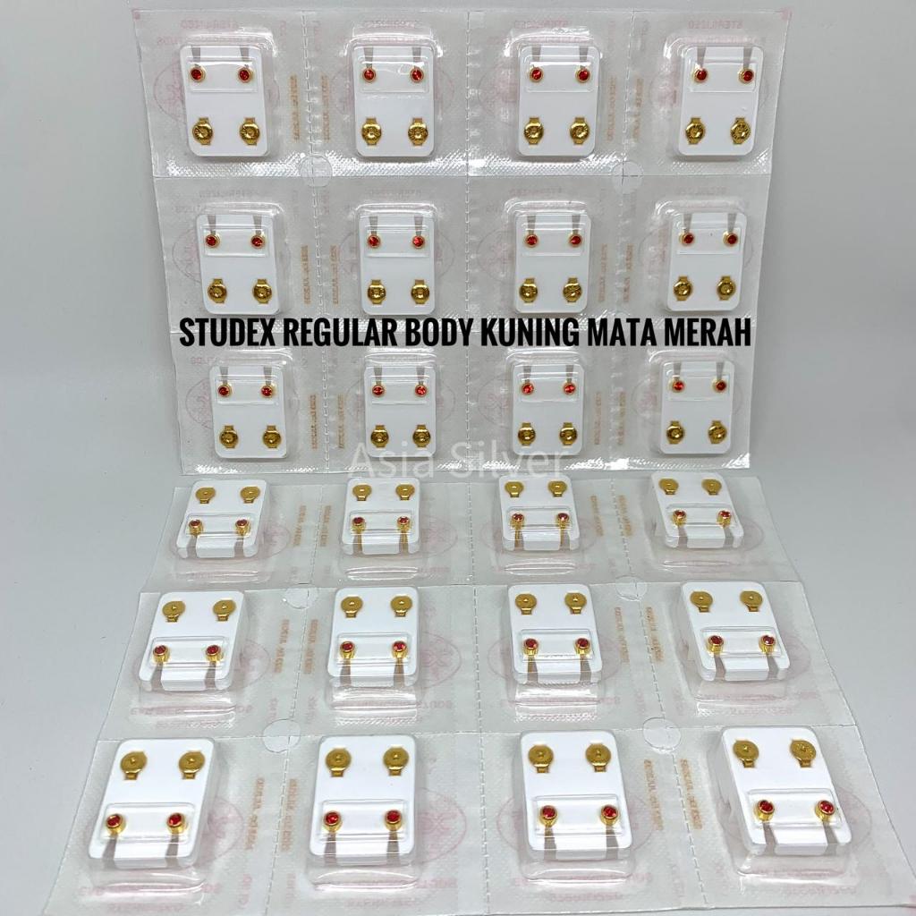 RB Anting STUDEX Tindik Bayi & Dewasa Ukuran Sedang Reguler Mata Putih Body Gold / Silver / Warna