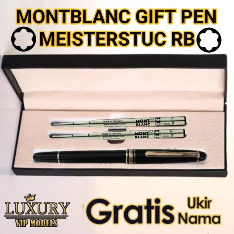

Ballpoint Mewah Giftset Pen 2 Refill Monblang Meisterstuc RB Clip Gold Gratis Grafir Nama