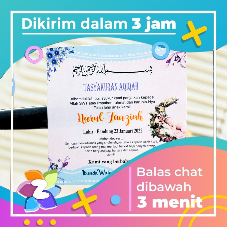 

9-15 Sticker Tasyakuran Aqiqah Bayi Bentuk Kotak Stiker Syukuran Ikkah Iqqah Anak Uk.Besar Zennida