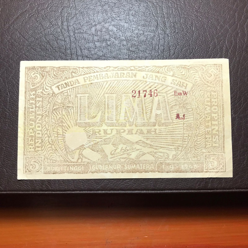 Uang Kuno Indonesia Asli ORIDA Bukittinggi 5 Rupiah 1948