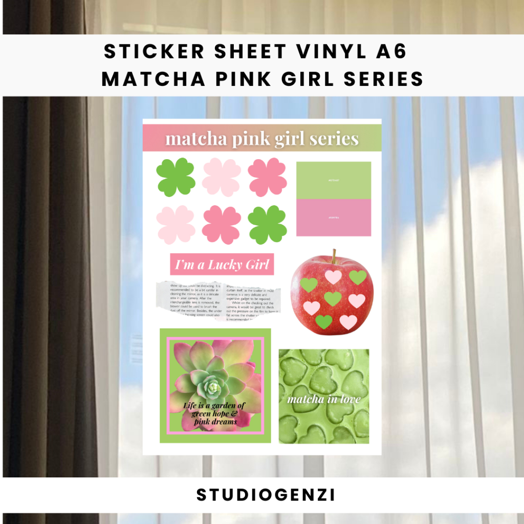 

Stiker Vinyl A6 Matcha Pink Girl Series by Studio Genzi | Stiker Deco, Journaling Aesthetic